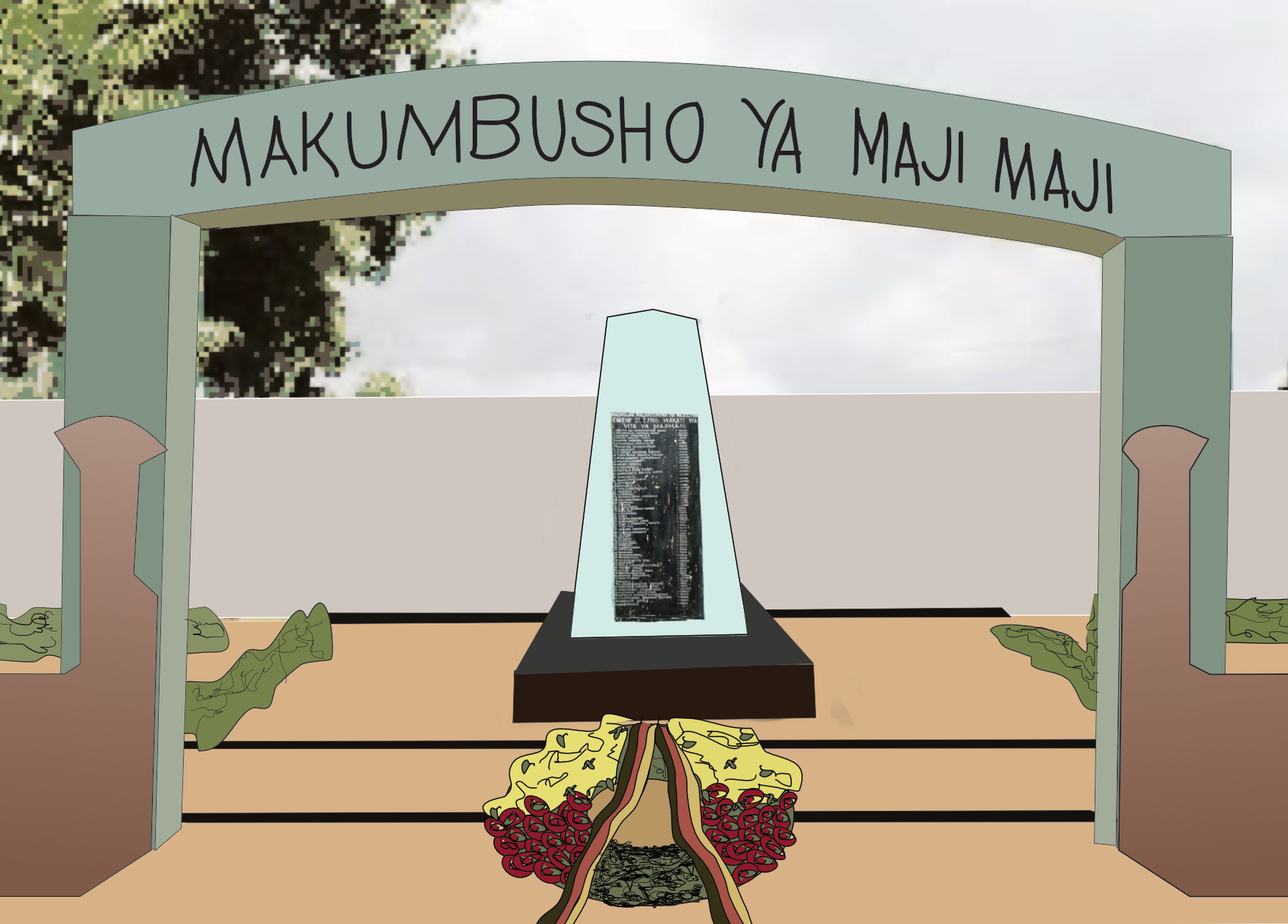 Kranzniederlegung an der Maji-Maji Gedenkstätte